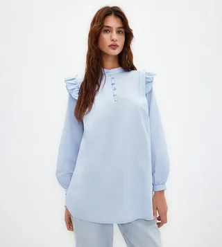 Ruffle Detail Long Sleeves Tunic