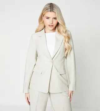 Striped Lapel Collar Blazer