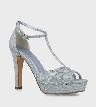 Embellished Ankle Strap Platform Heel Sandals