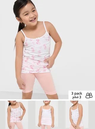 Pack Of 3 Printed Girls Camisole