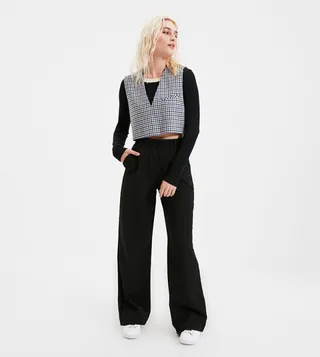 Pleated Wide Leg Trousers