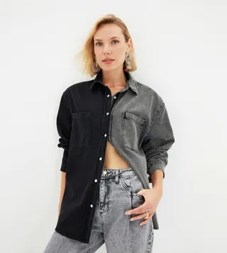 Color Block Denim Shirt 