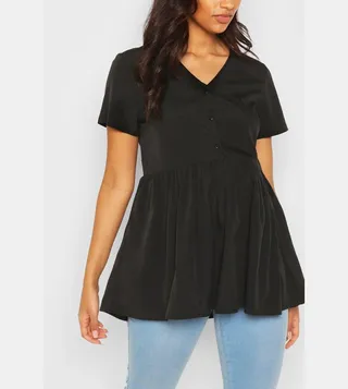 Maternity Button Front Woven Smock Top