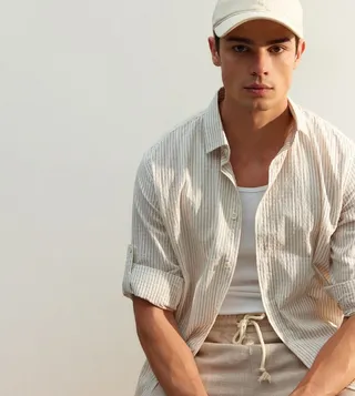 Limited Edition Regular Fit Linen Blend Striped Shirt