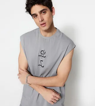 Printed Crew Neck Regular Fit Tank Top