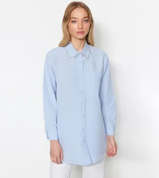 Embellished Collar Relaxed Fit Shirt