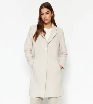 Solid Long sleeves Stamp Coat
