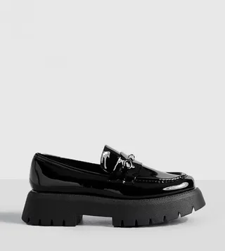 Wide Fit Platform Chunky Sole T Bar Loafers