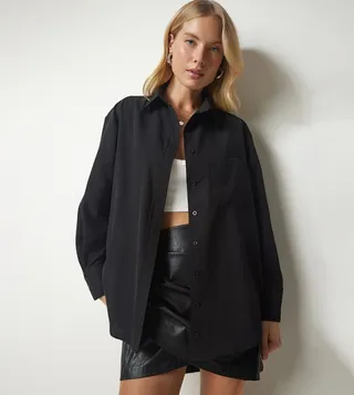 Solid Long Sleeves Boyfriend Shirt
