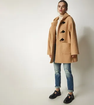Plush Detail Hooded Coat