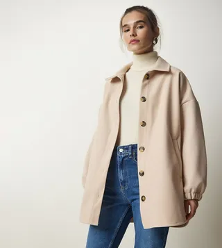 Button Detail Oversized Shacket