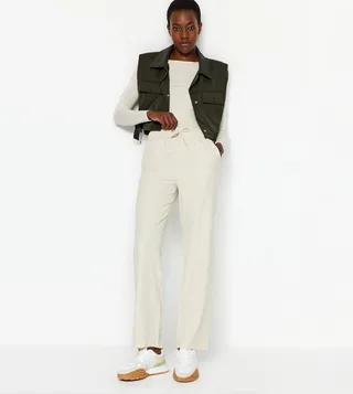 Drawstring Waist Relaxed Fit Pants