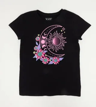 Sun & Moon Graphic Print Short Sleeves T-Shirt