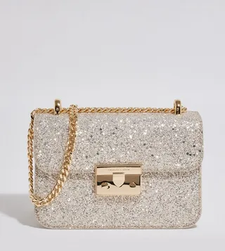 Glittered Push-Lock Crossbody Bag