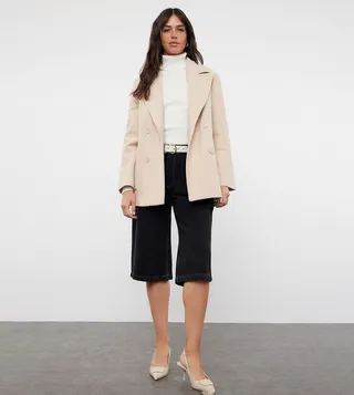 Double Breasted Lapel Collar Coat