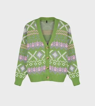 Patterned Long Sleeves Knitted Cardigan