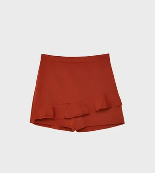 Solid Ruffle Hem Skort