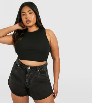 Plus Washed Denim Flippy Shorts