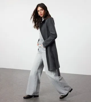 Belted Lapel Collar Overcoat