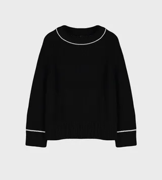 Contrast Trim Long Sleeves Sweater