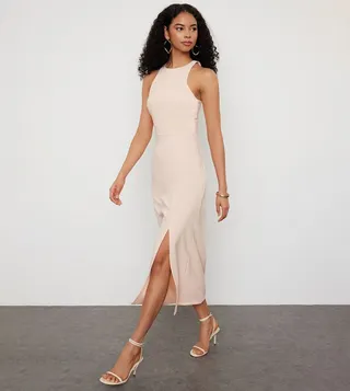 Solid Sleeveless Column Dress