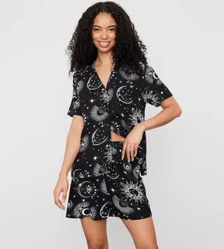 Printed Short Sleeves Shorty Pyjama Set