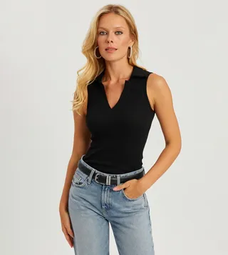 Solid Collared Top