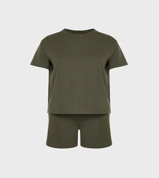 Ribbed Crew Neck Shorty Pyjama Set