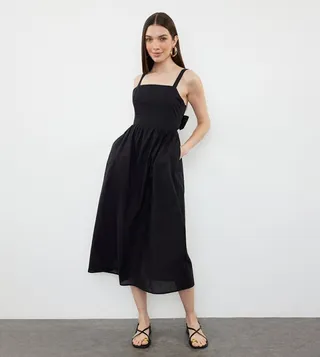 Bow Back Detail Strappy Midi Dress