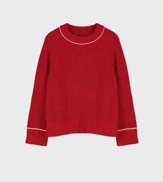 Contrast Trim Long Sleeves Sweater