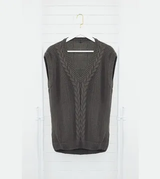 Braided Knit V-Neck Sweater Vest