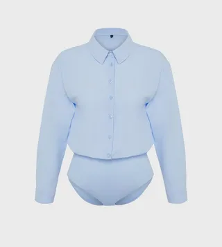 Solid Regular Fit Bodysuit Top