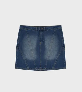 Curve Faded Denim Skirt