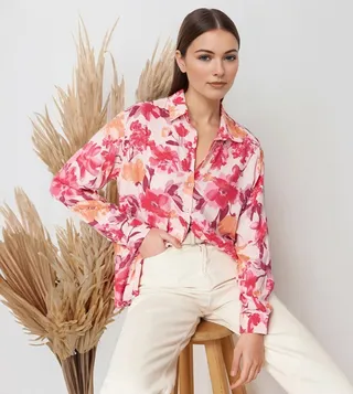 Printed Long Sleeves Crop Shirt