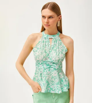 Printed Halter Neck Top