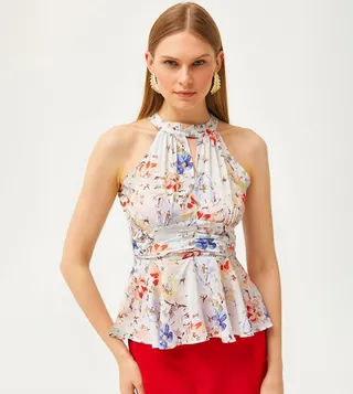 Printed Halter Neck Top