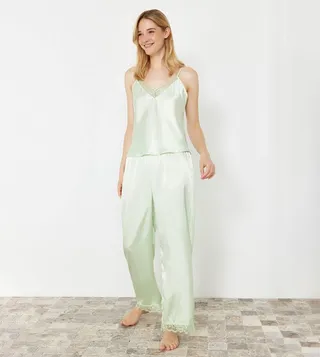 Lace Trim Strappy Pyjama Set