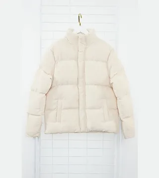 High Neck Corduroy Puffer Coat