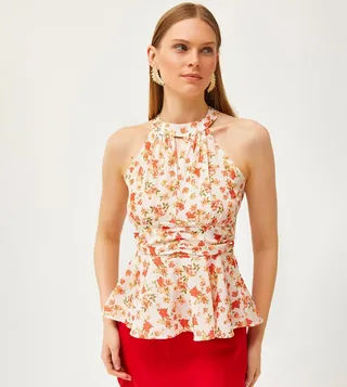 Printed Halter Neck Top
