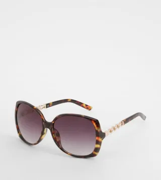 Tortoise Gold Trim Square Sunglasses