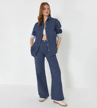 Striped Long Sleeves Denim Shirt
