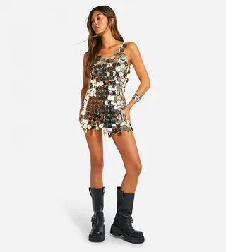 Circle Disc Sequined Chain Dress