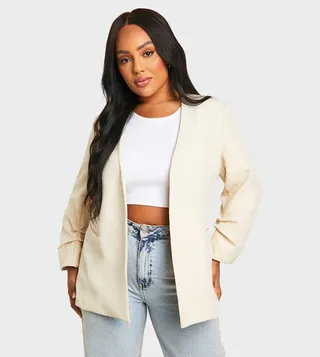 Curve Collarless Long Sleeves Jacket