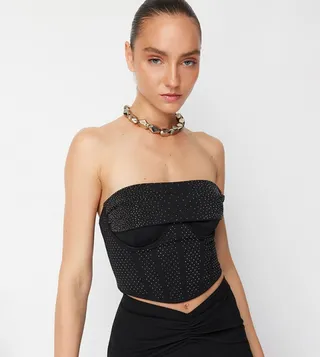 Embellished Bustier Strapless Top