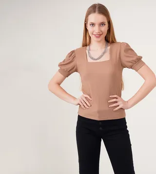 Textured Square Neck Top