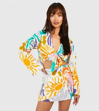 Bright Ruched Mini Skirt