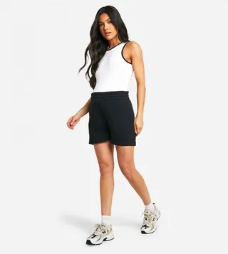 Maternity Contrast Trim Ribbed Crop Tank Top