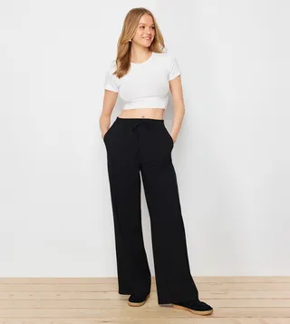 Elastic Waist Wide Leg Pants