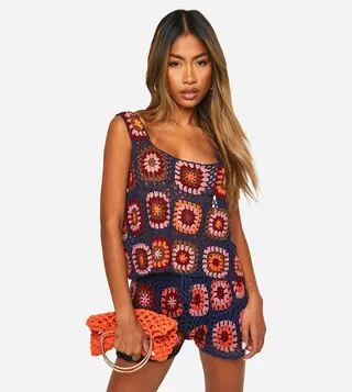 Premium Patchwork Crochet Lace Up Shorts
