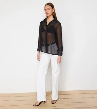 See Through Long Sleeves Shirt